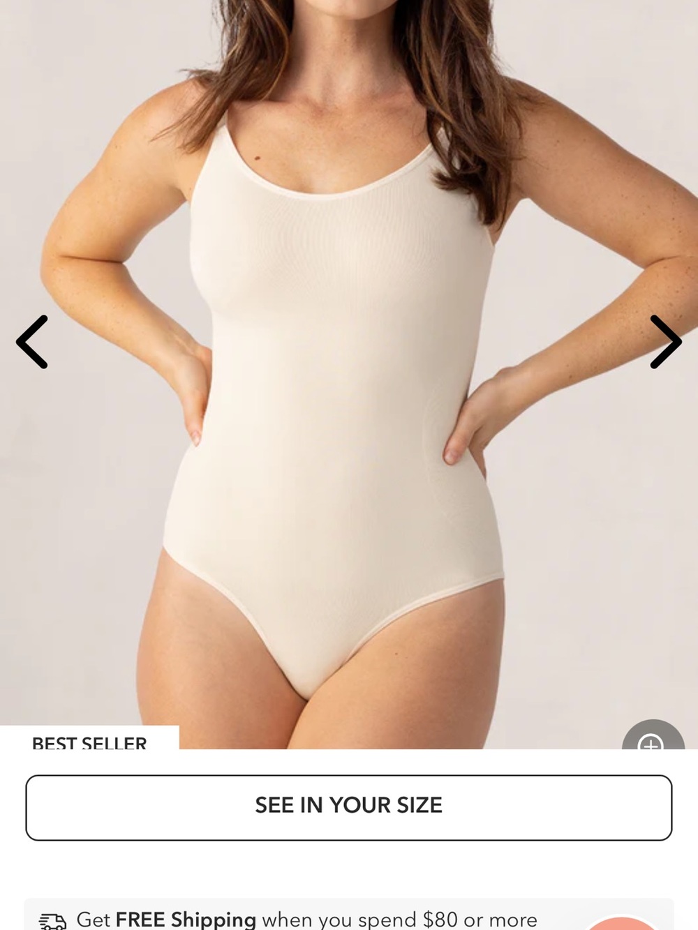 Shapermint Cream Seamless Scoop Neck Bodysuit